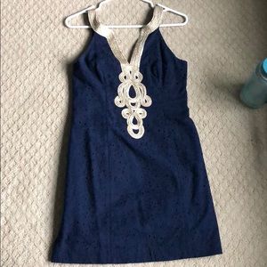 Navy and Gold Lilly Pulitzer Valli Shift Dress